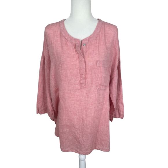 J.Jill Pure Jill Linen Popover Tunic Top Size XL Classic Coastal Resort Vacation - Picture 1 of 13